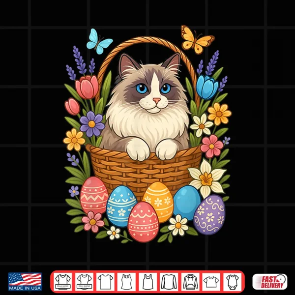 Design Ragdoll Cat Lover Ragdoll Easter Eggs Flowers Cat Owner Shirt