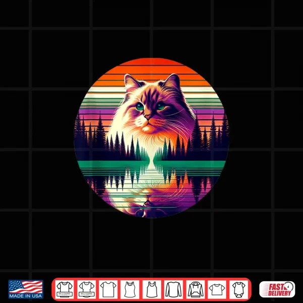 Design Ragdoll Cat Lover Sunset Retro Style Vintage 80s 70s Shirt