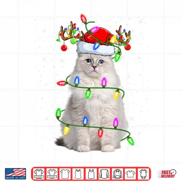 Design Ragdoll Cat Lover Xmas Lighting Santa Ragdoll Cat Christmas Shirt
