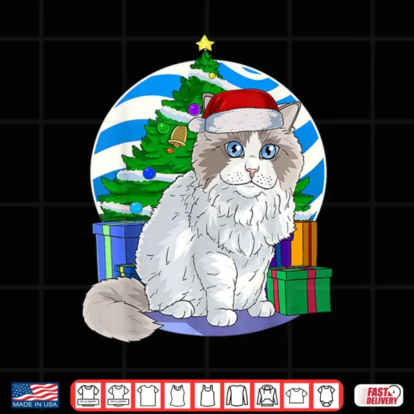 Design Ragdoll Cat Santa Christmas Tree Decor Shirt