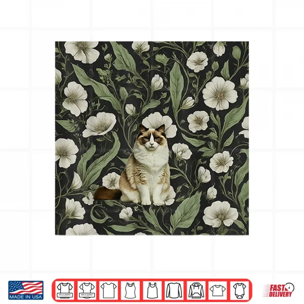 Design Ragdoll Cat White Vintage Flower Summer Shirt