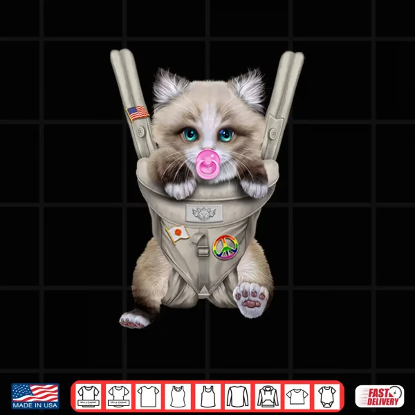 Ragdoll Cat With Pacifier In Baby Carrier Shirt 4 Design Ragdoll Cat with Pacifier in Baby Carrier Shirt