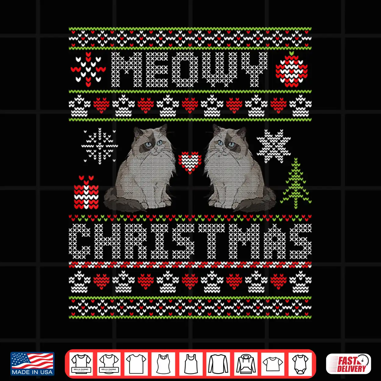 Ragdoll Cats Together Merry Meowy Christmas Day Ugly Sweater Shirt Ragdoll Cats Together Merry Meowy Christmas Day Ugly Sweater Shirt