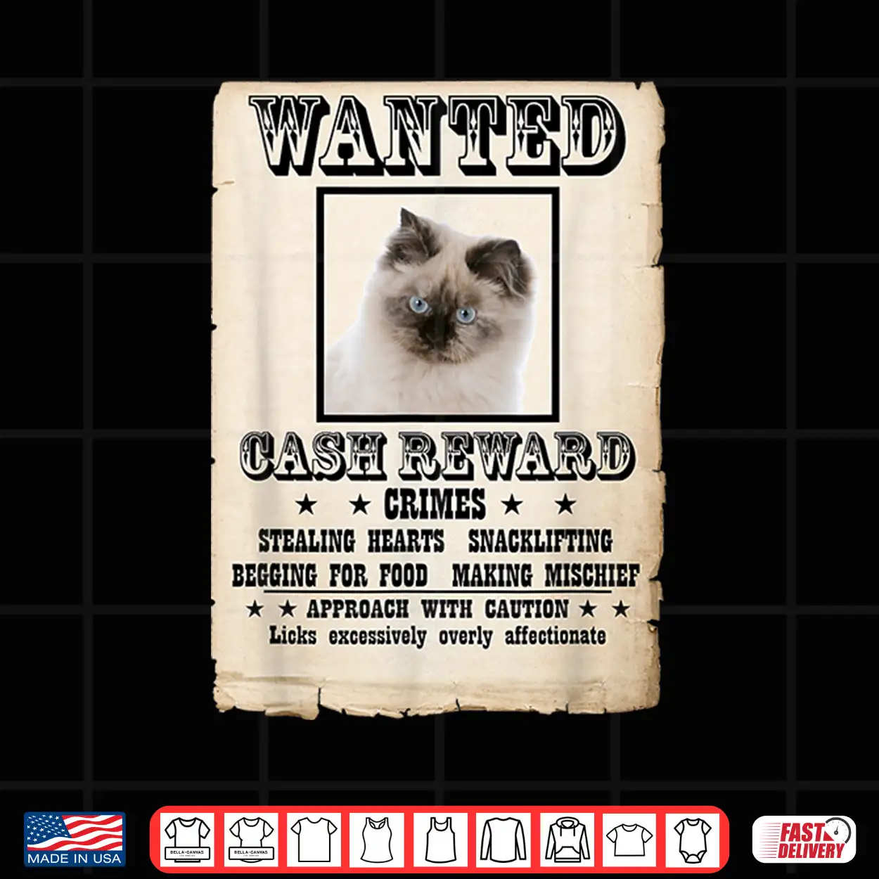 Ragdoll Kitten Wanted Poster Cat Shirt Ragdoll Kitten Wanted Poster Cat Shirt