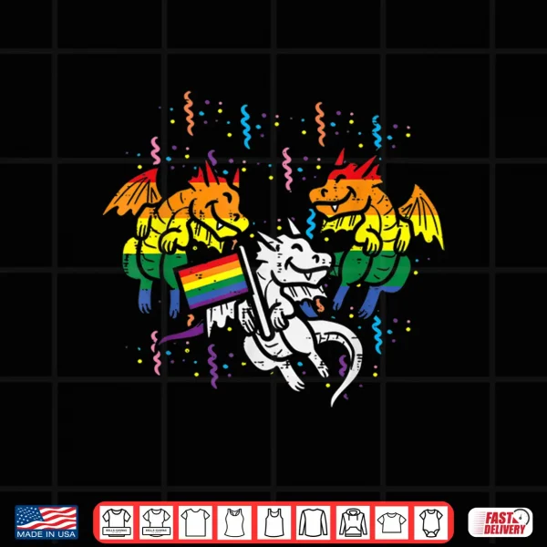 Design Rainbow Flag Dragons LGBT Pride Month Gay Ally Animal Shirt