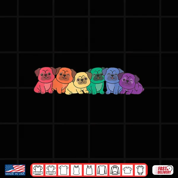 Design Rainbow Flag Pride Month Lgbtq Rainbow Pug Shirt