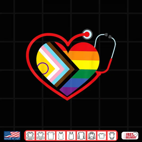 Design Rainbow Heart LGBTQ Doctor Nurse Medical Pride Month Squad Shirt