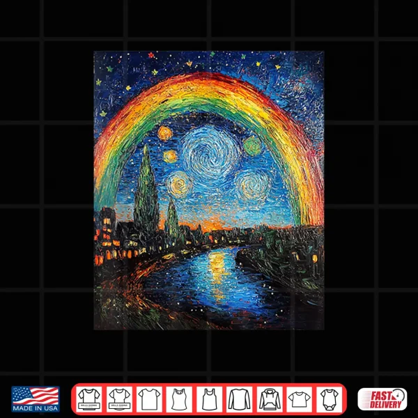 Design Rainbow LGBT Pride Month Van Gogh Style Starry Night Shirt