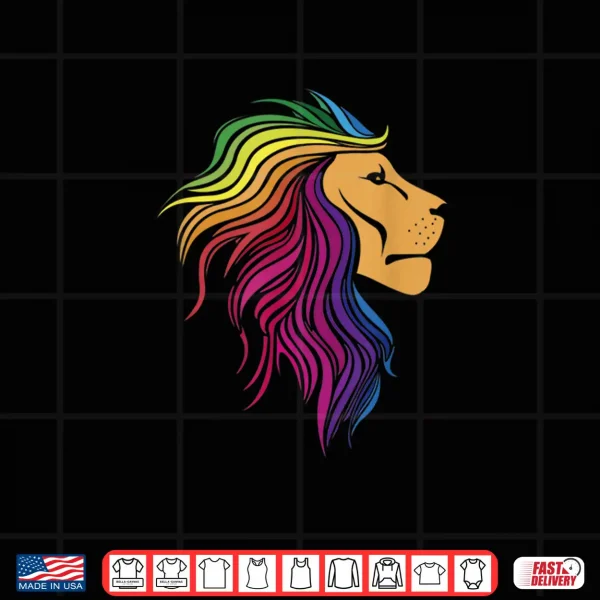 Design Rainbow Lion Gay Proud LGBT Pride Month Funny Pride Shirt