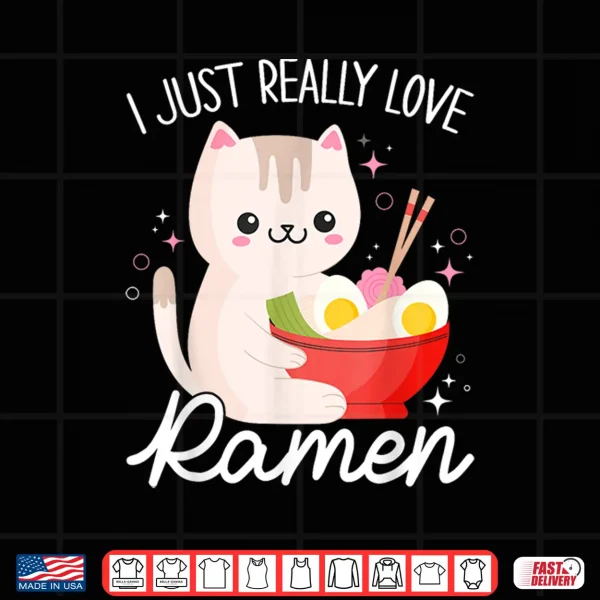 Design Ramen Cat Anime Shirt Kawaii Clothes Otaku Clothing Manga Shirt