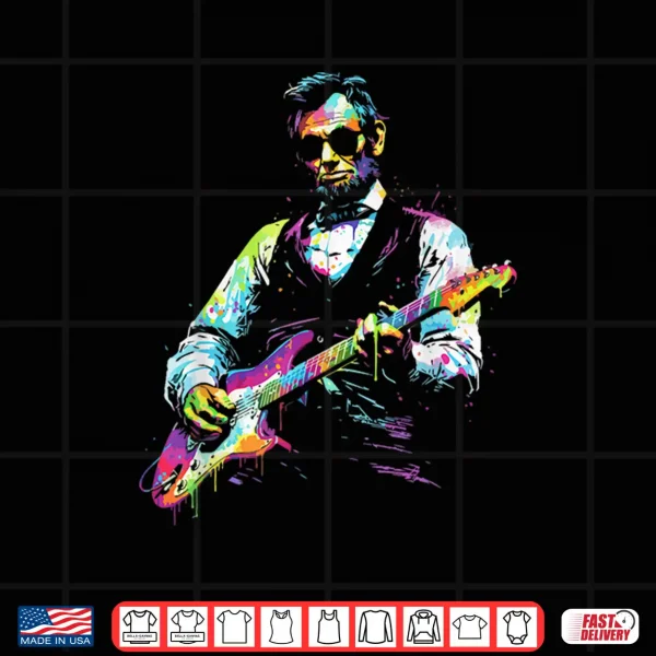 Rave President Abe Lincoln Playing Guitar Graphic Edm Art Shirt 4 Design Rave President Abe Lincoln Playing Guitar Graphic EDM Art Shirt