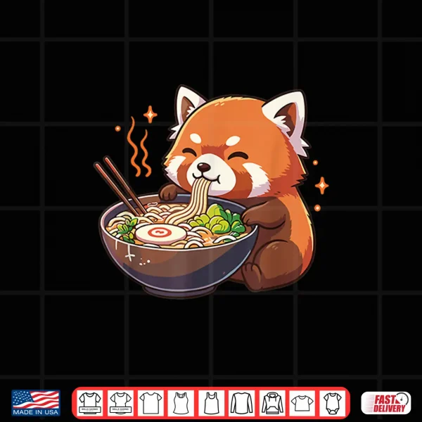 Design Red Panda with Noodles Ramen Kawaii Red Panda Shirt