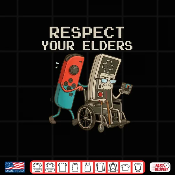 Respect Your Elders Gaming Control Retro Funny Gamer Shirt 4 Design Respect Your Elders Gaming Control Retro Funny Gamer Shirt