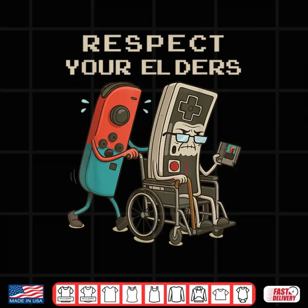 Respect Your Elders Retro Gaming Funny Gamer Controller 80S Shirt 4 Design Respect Your Elders Retro Gaming Funny Gamer Controller 80s Shirt