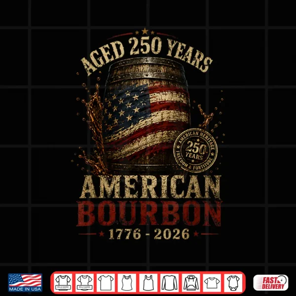 Design Retro Bourbon Built America Patriotic Whiskey 250 Years Tee Shirt