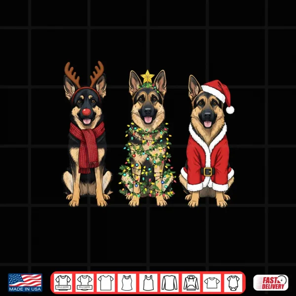 Design Retro Christmas German Shepherd Santa Reindeer GSD Dog Lover Shirt