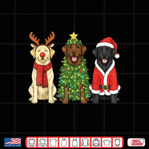 Design Retro Christmas Labrador Retriever Santa Reindeer Dog Lover Shirt