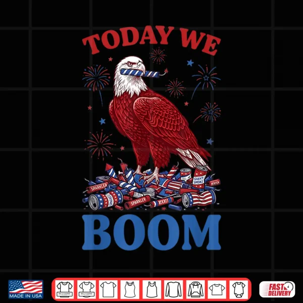 Design Retro Funny 4th of July Eagle Beer Today We Boom Fireworks Shirt
