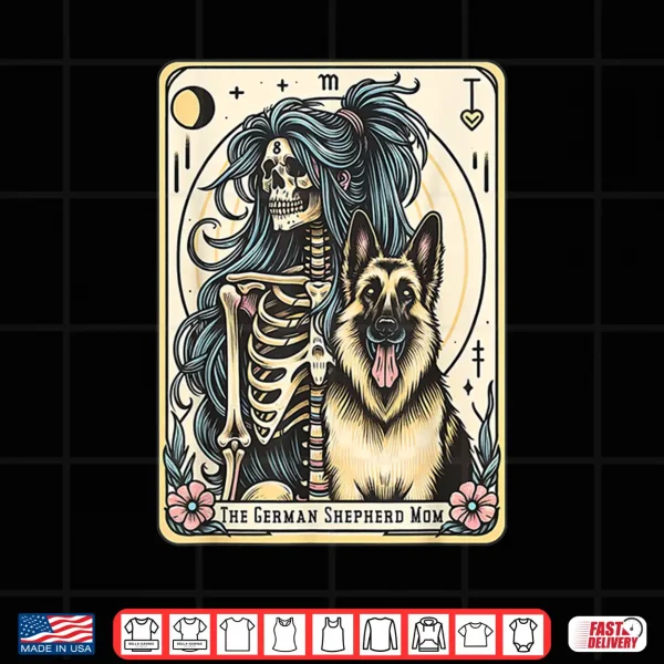 Design Retro German Shepherd Mom Tarot Card Witchy Vibes Dog Mom Shirt