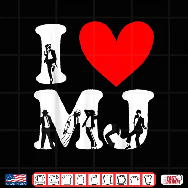 Design Retro I Love M J Heart M J Shirt
