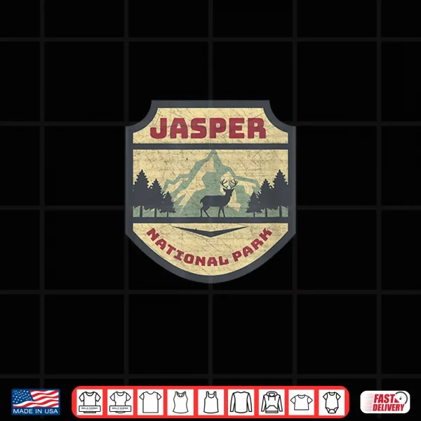 Design Retro Jasper Canadian National Park Camping Hiking Souvenir Shirt