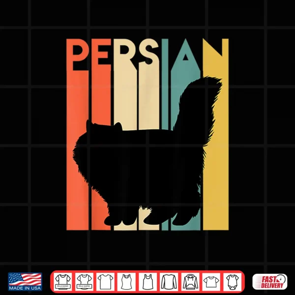 Design Retro Persian Cat Silhouette Vintage Feline Cat Lover Gift Shirt
