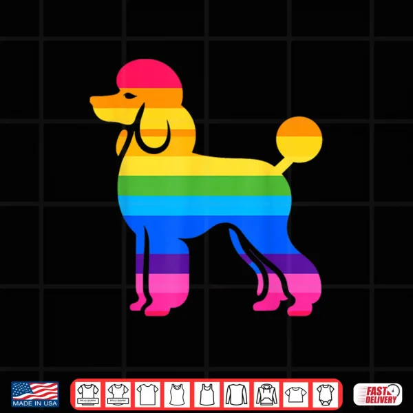 Design Retro Poodle Rainbow LGBT Lesbian Gay Pride Poodle Shirt