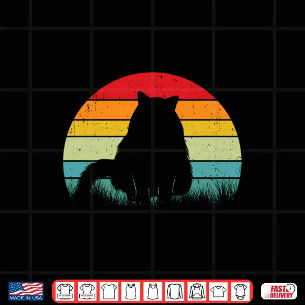 Design Retro Ragdoll Cat Silhouette Sunset Style Feline Lovers Shirt
