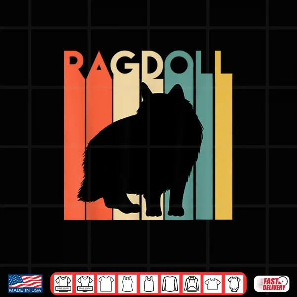 Design Retro Ragdoll Cat Silhouette Vintage Feline Cat Lover Gift Shirt