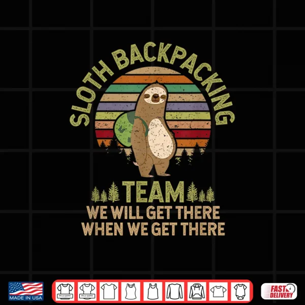 Design Retro Sloth Funny Backpack Backpacking Shirt