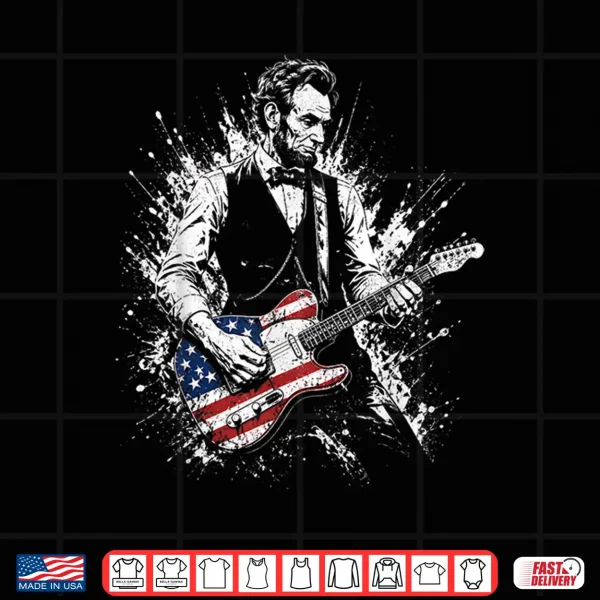 Design Retro Vintage Abraham Lincoln Abe Lincoln Playing Guitar Men Shirt