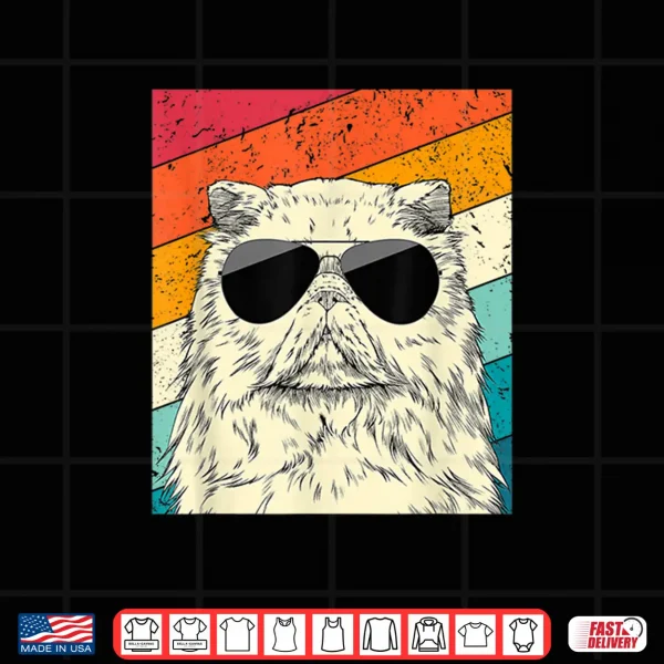 Design Retro Vintage Persian Cat with Sunglasses Cat Lovers Shirt