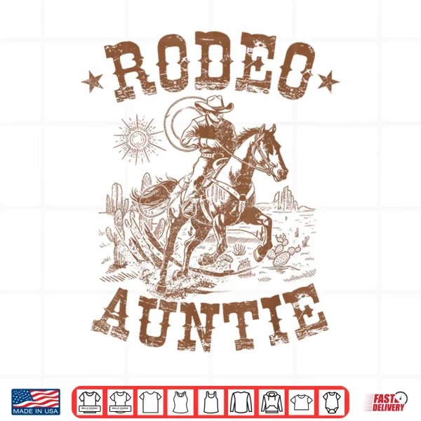 Design Rodeo Auntie Western Cowboy Family Matching Mothers Day Shirt