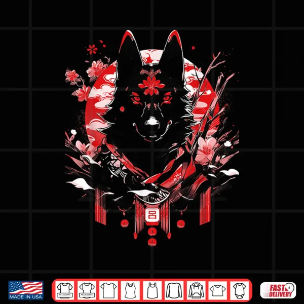 Design Sable Black German Shepherd Dog Ninja Samurai Japanese Cute Shirt