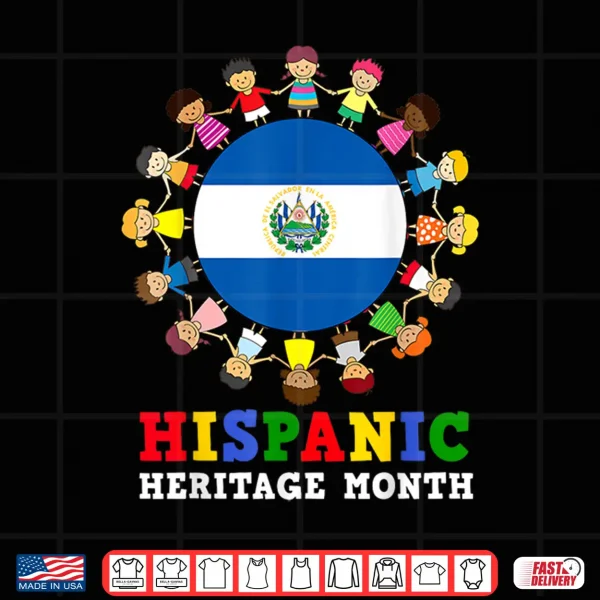 Design Salvadoran Flag Hispanic Heritage El Salvador Boy Girl Kids Shirt