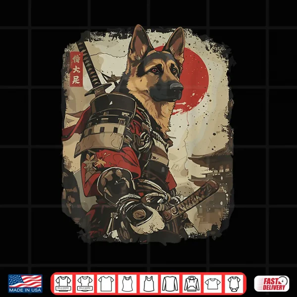 Design Samurai German Shepherd Dog Lover Vintage Mens Graphic Shirt