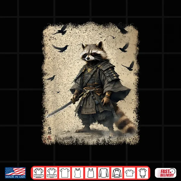 Design Samurai Raccoon Japanese Warrior Art Anime Samurai Shirt