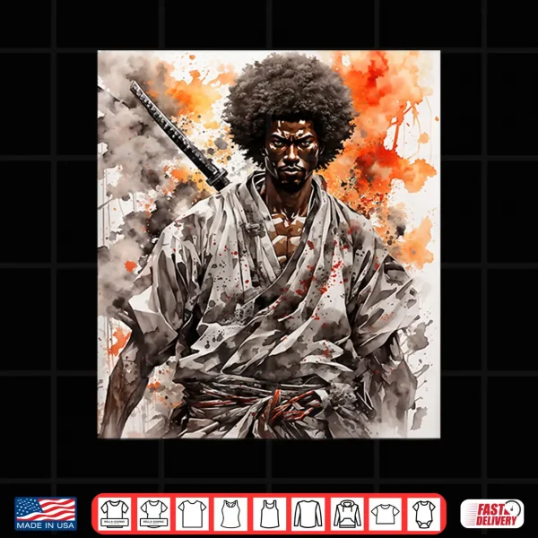 Design Samurai Saga The Afro American Anime Cartoon Adventure Shirt