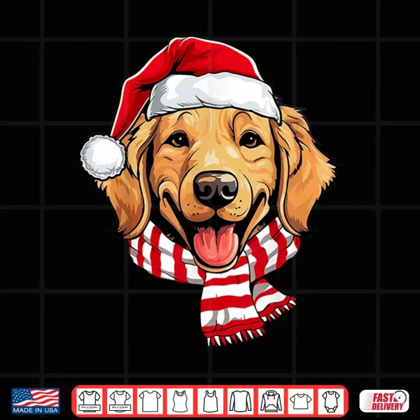 Design Santa Golden Retriever Christmas Dog Lover Men Women Kids Shirt