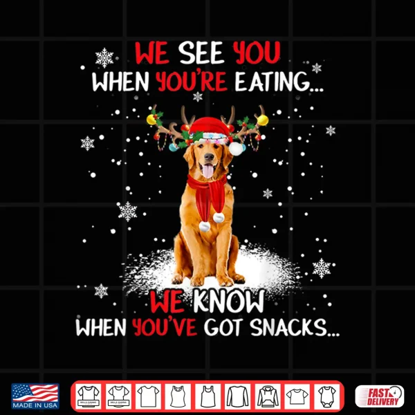 Design Santa Golden Retriever Reindeer Light Christmas Pajama Shirt