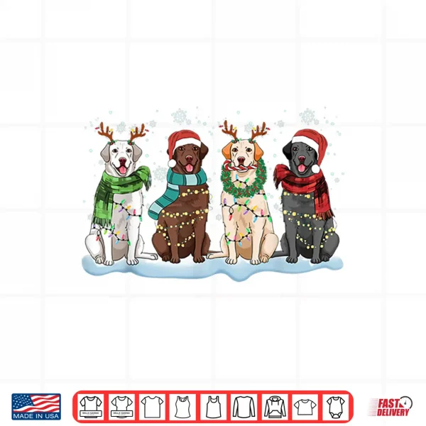 Design Santa Hat Labrador Retriever Reindeer Tree Light Christmas Shirt