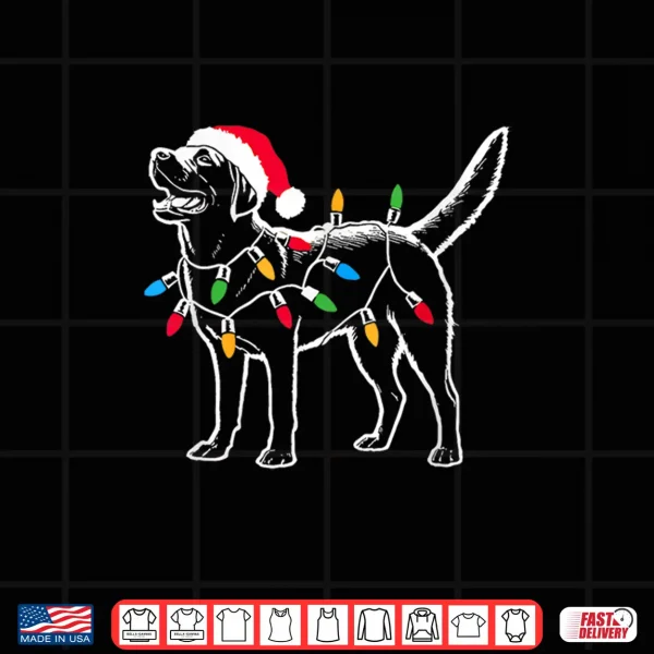 Design Santa Labrador Retriever Christmas Lights Dog Lover Shirt