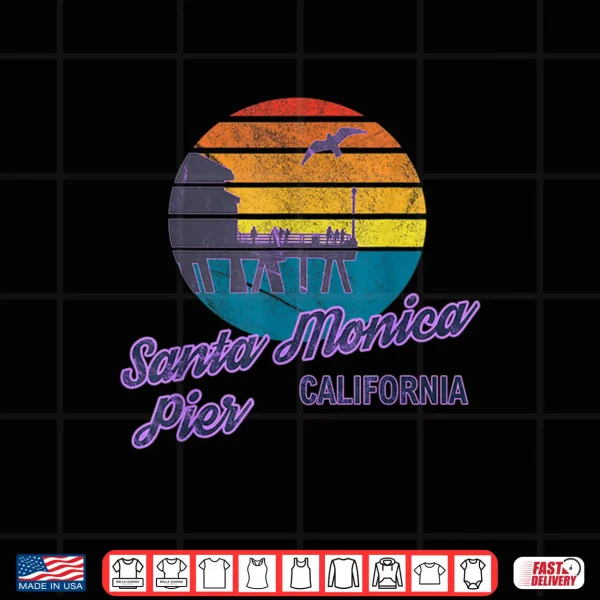 Design Santa Monica Pier LA California Surf Backpacking Beach USA Shirt