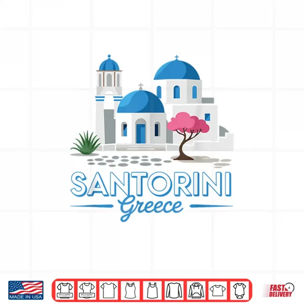 Design Santorini Greece Scenic Greek Island Fun Travel Design Shirt