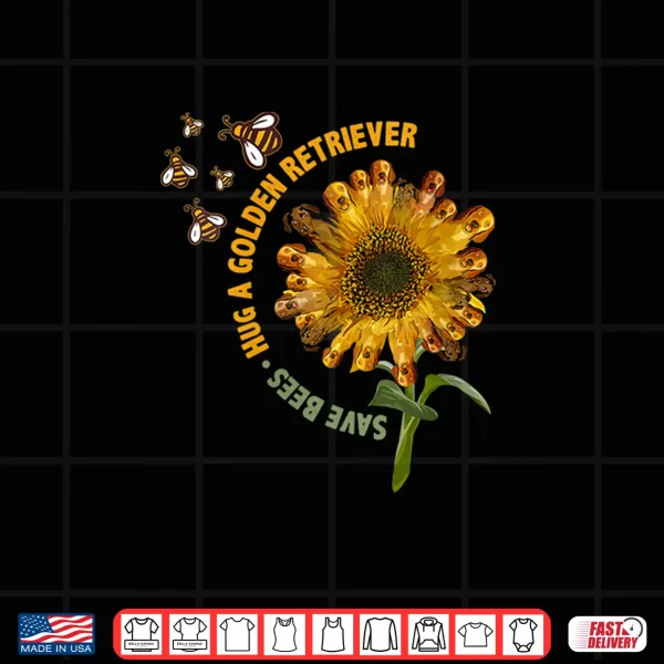 Design Save The Bees Sunflower With Golden Retriever Petals Shirt