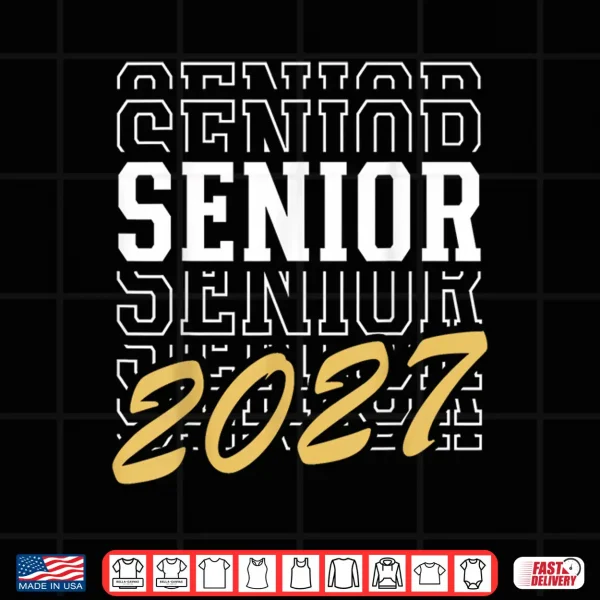 Design Senior Class Of 2027 Striped Graduate Student Graduation Shirt