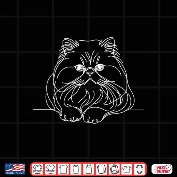 Design Simple Line Art Persian Cat Shirt