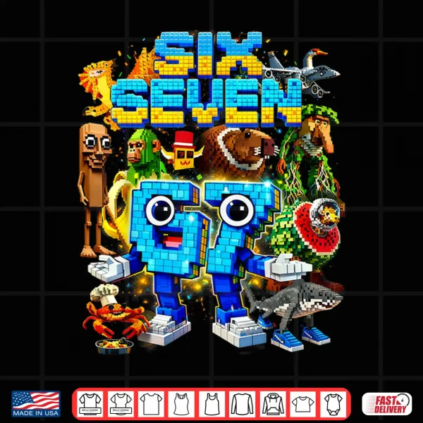 Design Six Seven 67 Pixel Gamer Meme Funny Gifts for Boys Kids Shirt