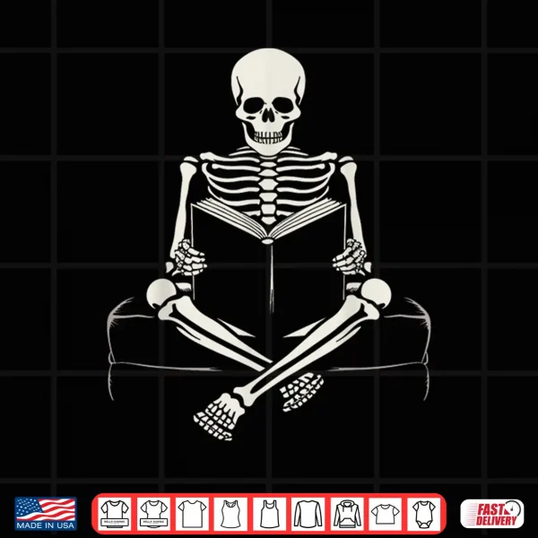 Design Skeleton Reading Book Lovers Bookworms Readers Halloween Shirt
