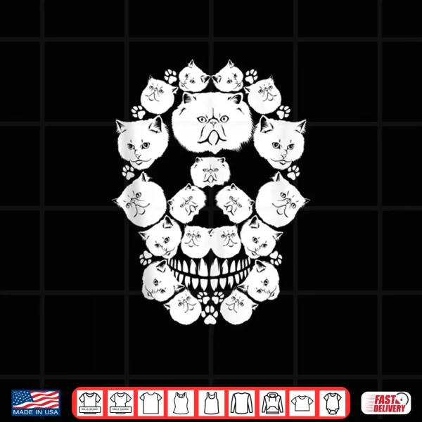 Design Skull PERSIAN CAT Skeleton Halloween Costume Scary Shirt